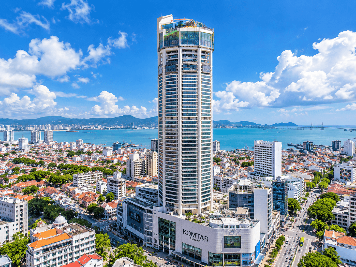 KOMTAR tower and George Town cityscape in daylight